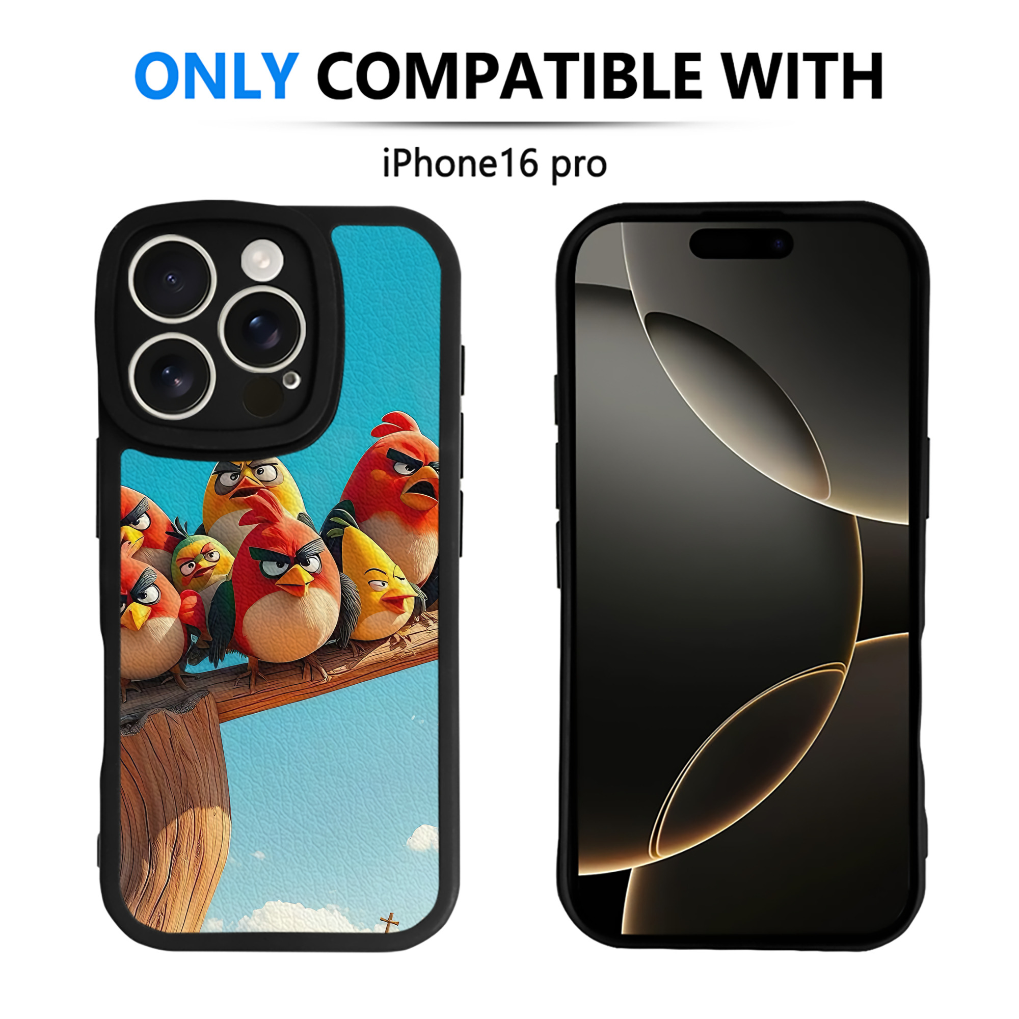 （画像用） Angry Birds アングリーバード 【iPhone 16シリーズ対応】シリコンスマホケース（レザー調） 材質：シリコン